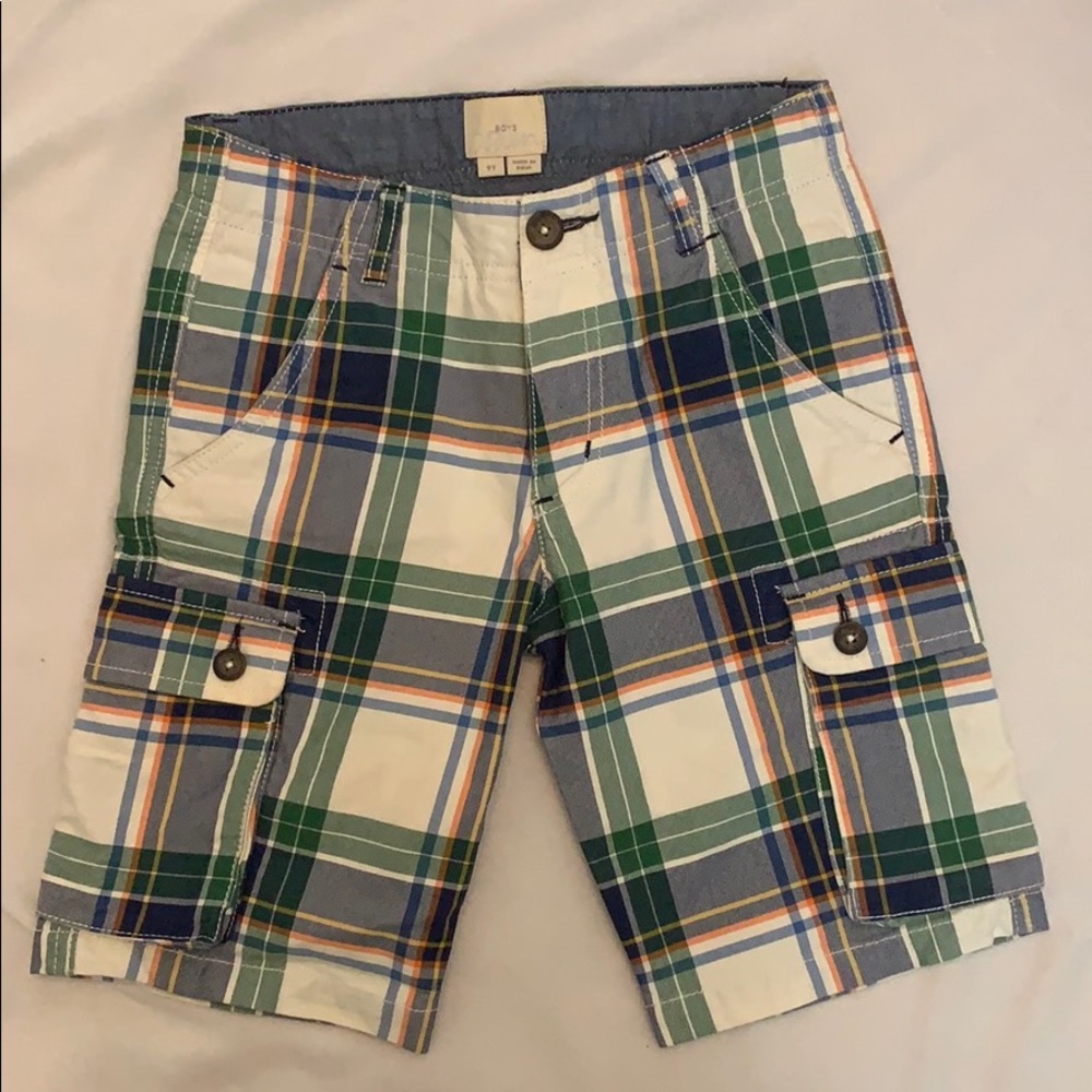 Boden boys plaid cargo shorts adjustable waist